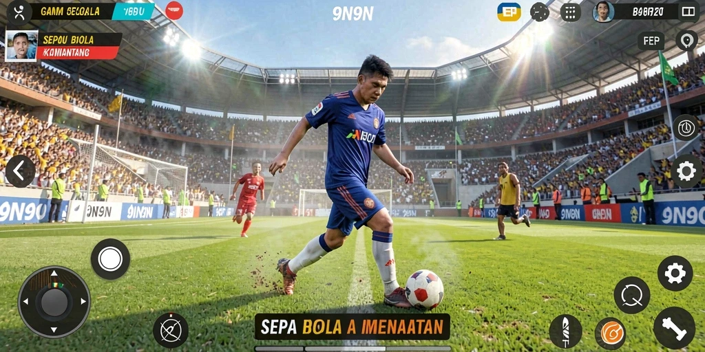 Gameplay <strong>9N9N</strong> menghadirkan aksi sepak bola yang mendebarkan.