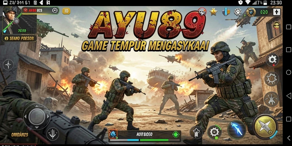 Tampilan gameplay AYU89 dengan aksi tembak-menembak yang seru.