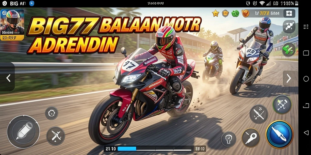 Menampilkan aksi seru balapan motor di trek yang menantang.