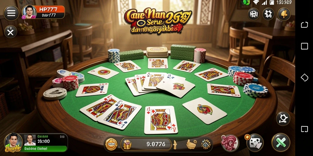 Screenshot gameplay HP777 menampilkan suasana seru permainan Gaple.