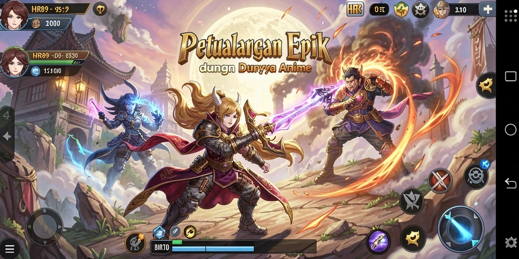 Tampilan gameplay yang menegangkan dari karakter Anime.