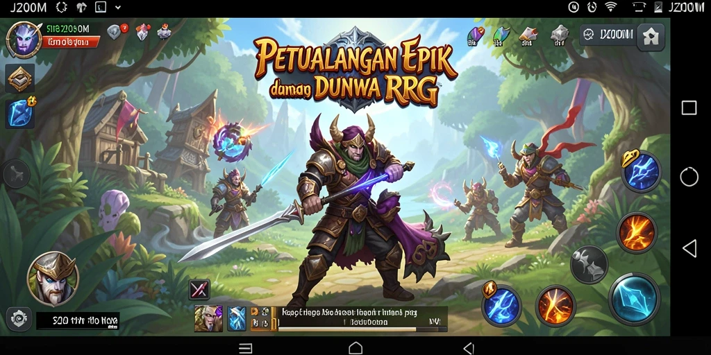 Tangkapan layar utama J200M menampilkan aksi RPG yang epik.