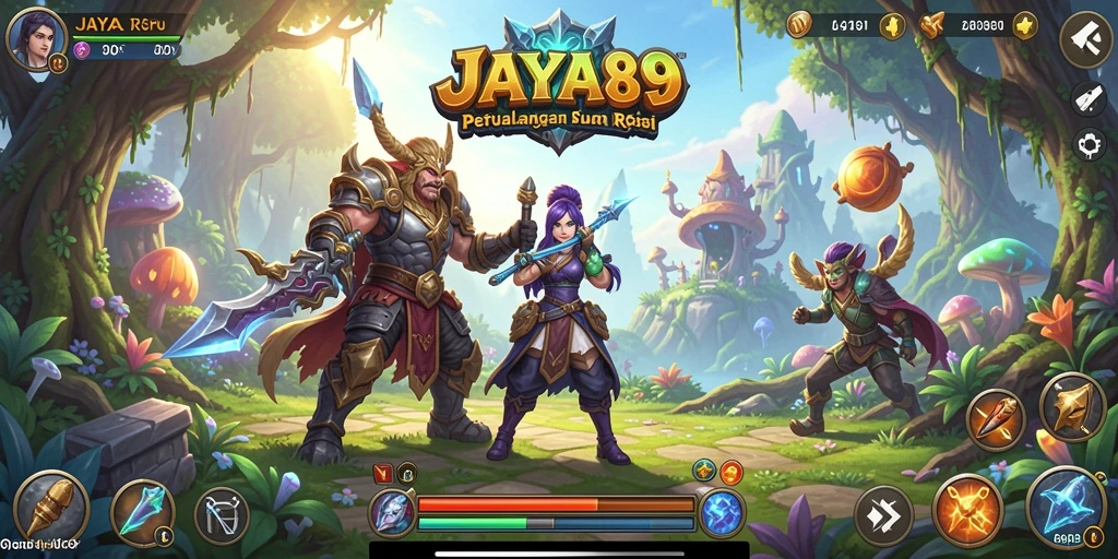 Tampilan gameplay JAYA89 saat karakter beraksi di dunia fantasi.