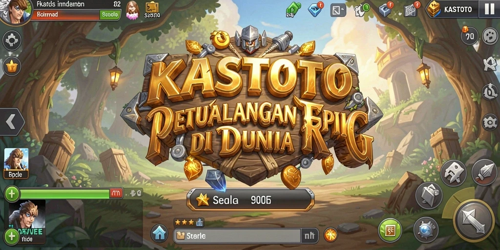 Tampilan gameplay RPG KASTOTO dengan karakter yang beraksi.