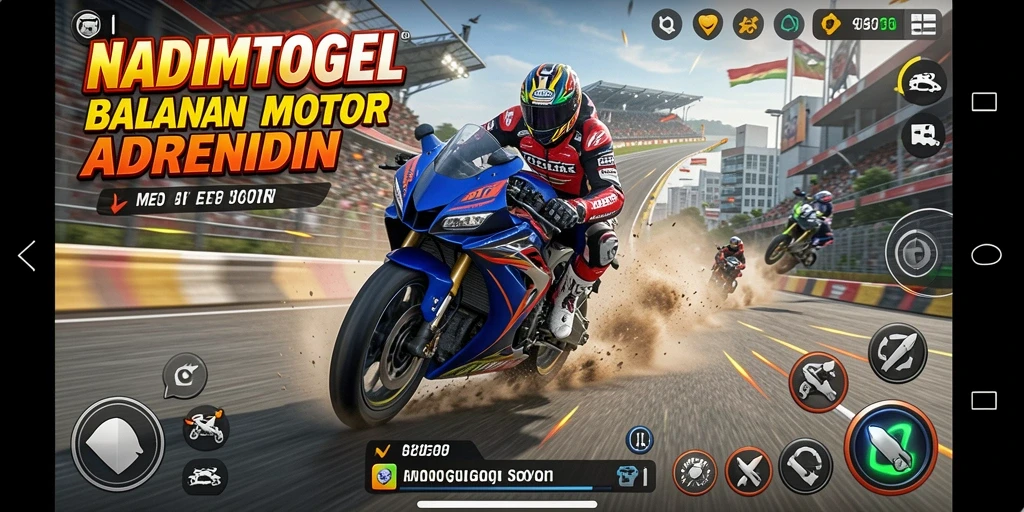 Tampilan gameplay NADIMTOGEL di trek balapan yang mendebarkan.
