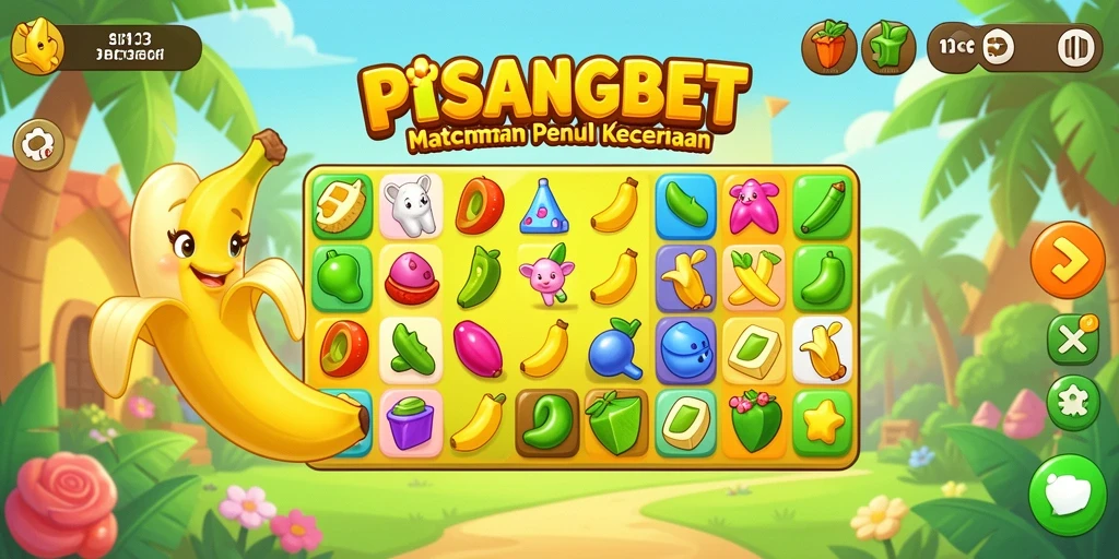 Gameplay seru PISANGBET dengan karakter lucu dalam match-3.