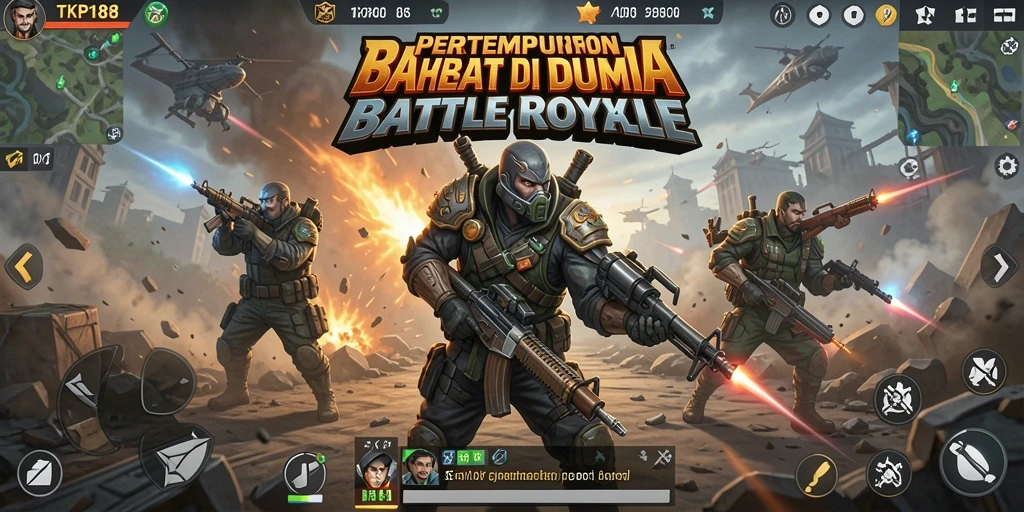 Tampilan gameplay seru dalam TKP188 dengan aksi Battle Royale yang mendebarkan.